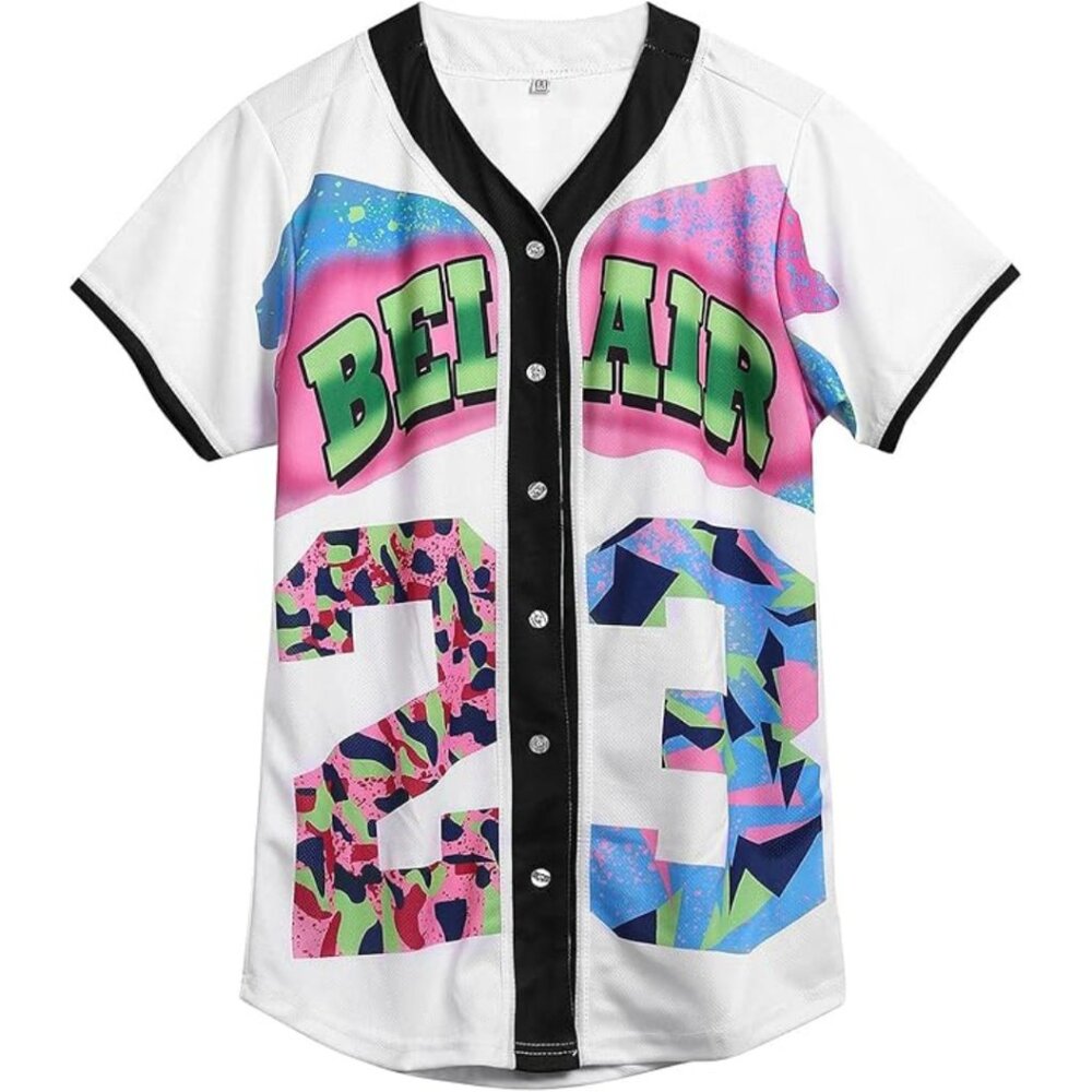 AMZDEST Bel-Aire White Hip Hop Baseball Shirt Jersey Unisex S NWOT